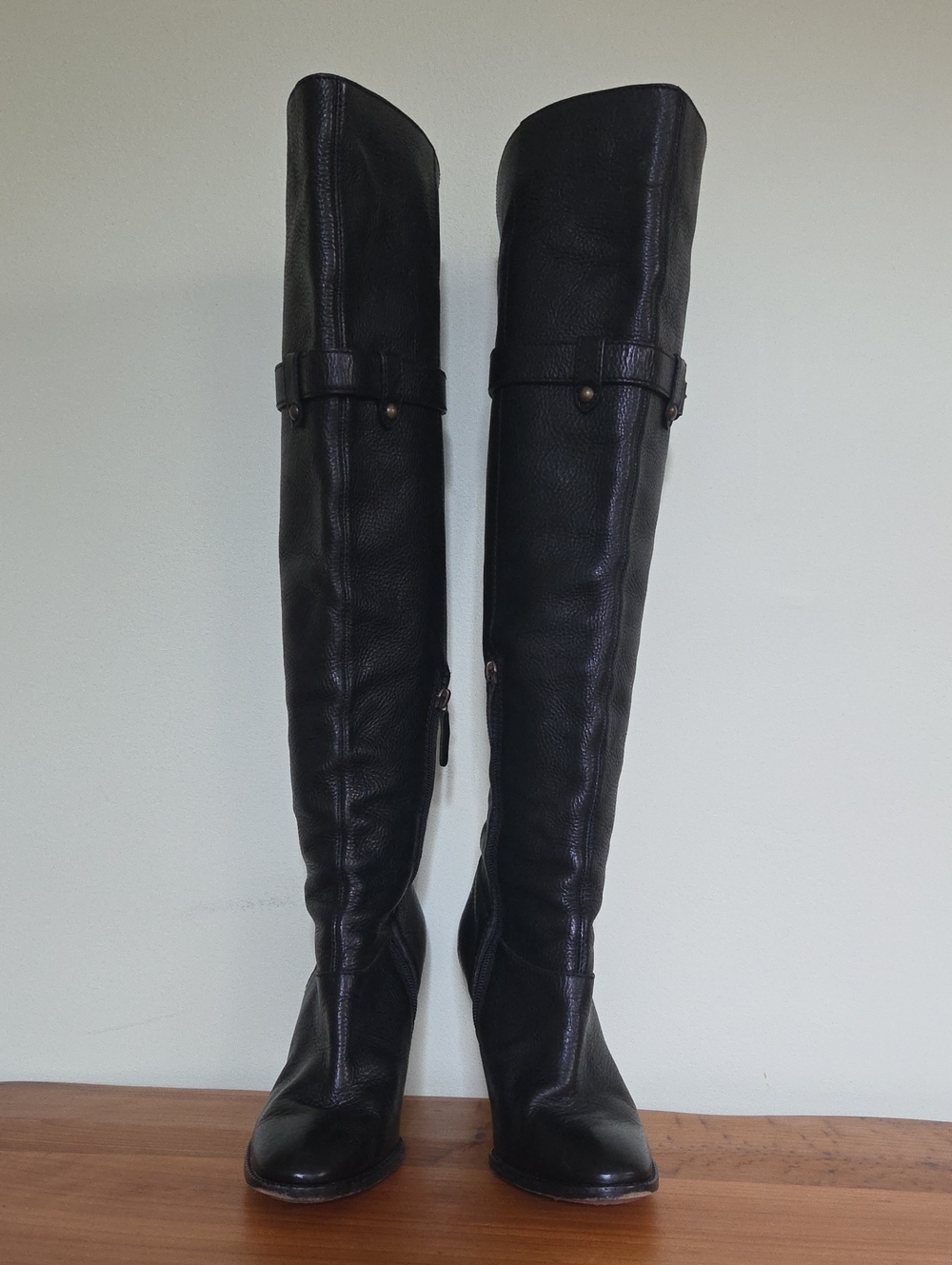 Moschino Cheap and Chic Black Leather Foldover Convertible Boots Polka Dot Cuff
